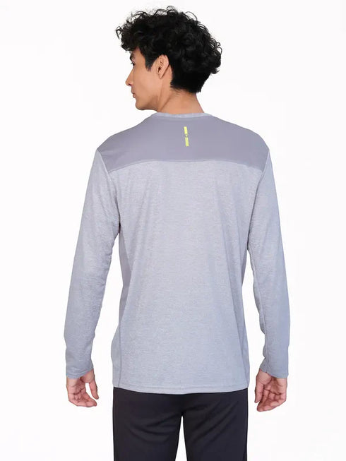 Men Melange Slim Fit Crew Neck T-shirt with DOUBLE COOL