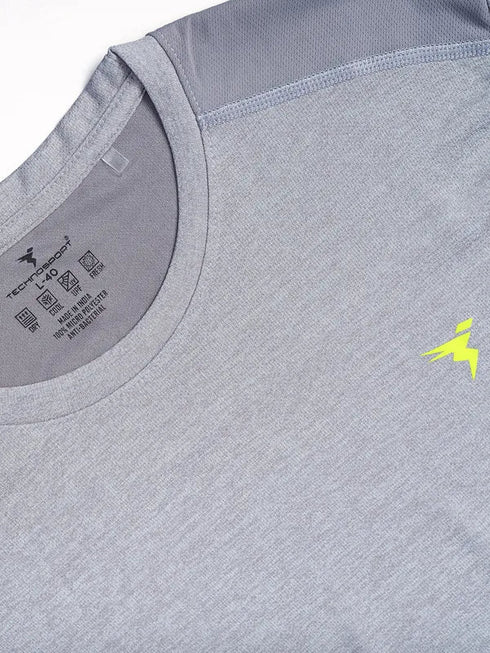 Men Melange Slim Fit Crew Neck T-shirt with DOUBLE COOL