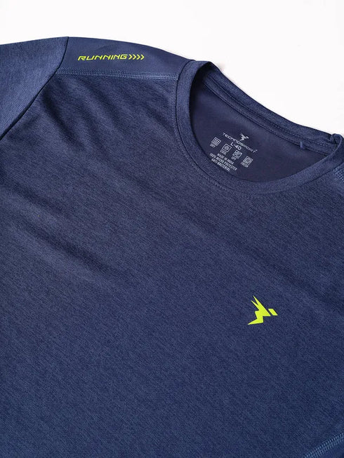 Men Melange Slim Fit Crew Neck T-shirt with DOUBLE COOL