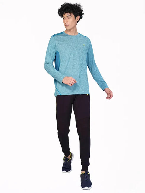 Men Melange Slim Fit Crew Neck T-shirt with DOUBLE COOL
