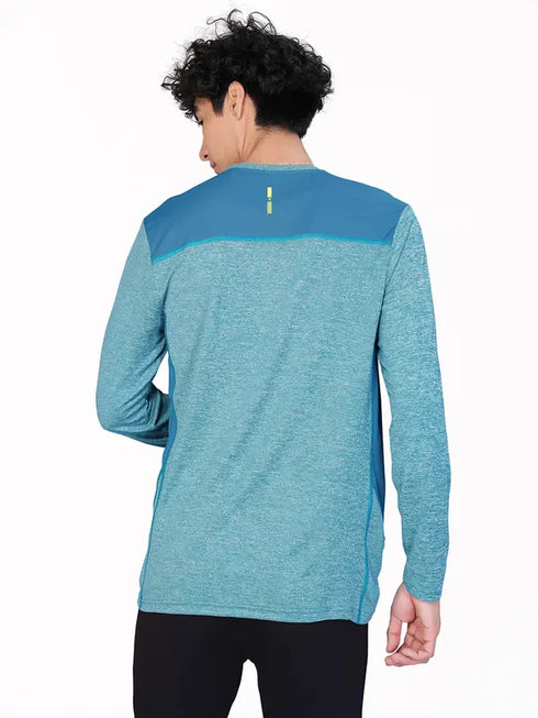 Men Melange Slim Fit Crew Neck T-shirt with DOUBLE COOL