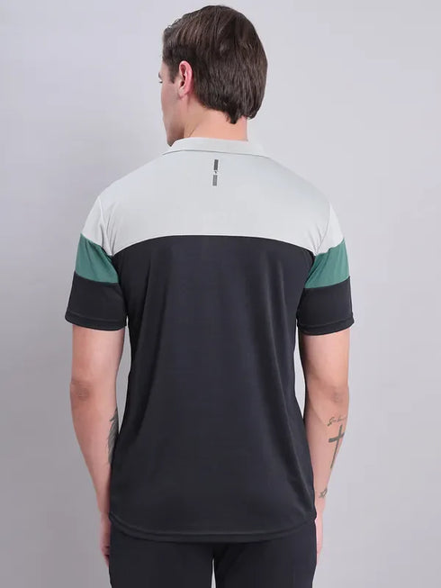 Men Colorblock Slim Fit Polo T-shirt with TECHNO COOL+