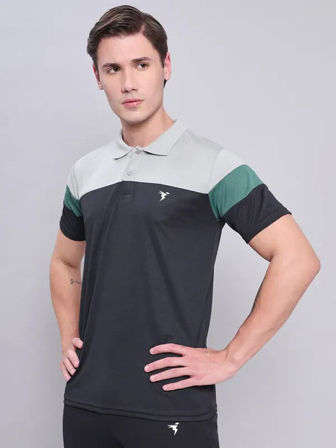 Men Colorblock Slim Fit Polo T-shirt with TECHNO COOL+