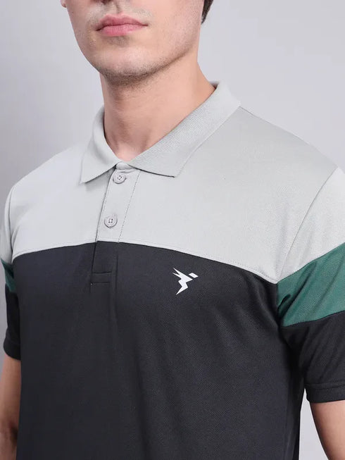 Men Colorblock Slim Fit Polo T-shirt with TECHNO COOL+