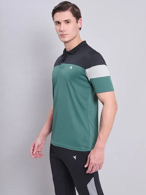 Men Colorblock Slim Fit Polo T-shirt with TECHNO COOL+