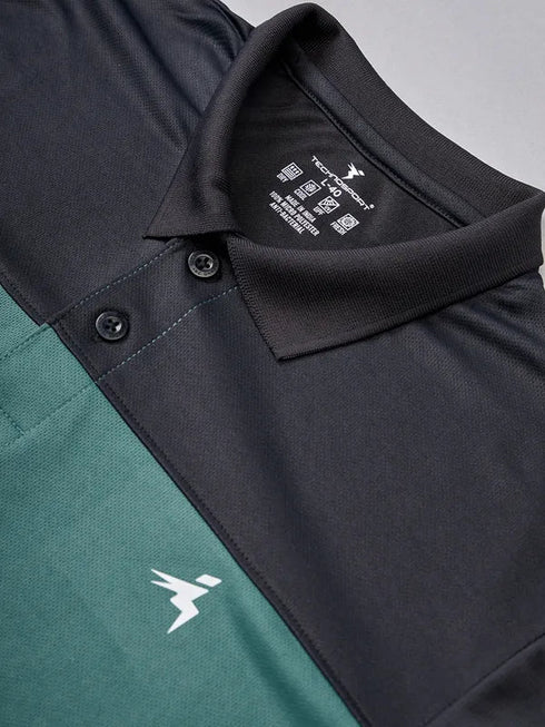 Men Colorblock Slim Fit Polo T-shirt with TECHNO COOL+