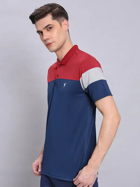 Men Colorblock Slim Fit Polo T-shirt with TECHNO COOL+