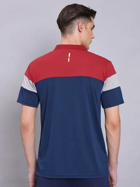 Men Colorblock Slim Fit Polo T-shirt with TECHNO COOL+