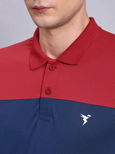 Men Colorblock Slim Fit Polo T-shirt with TECHNO COOL+