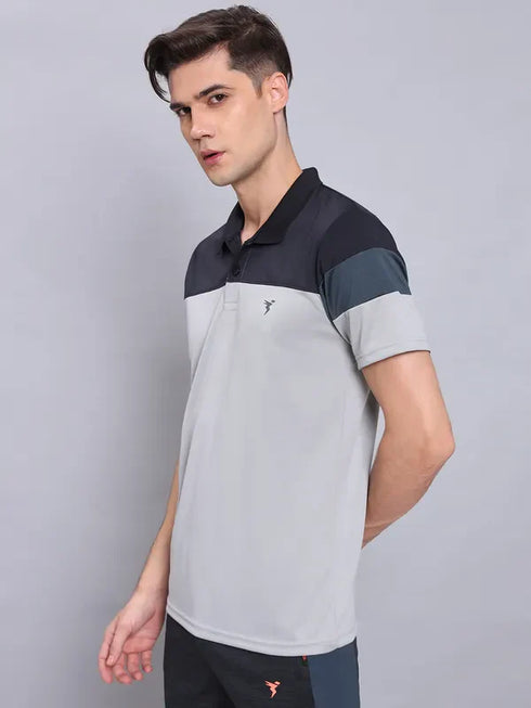 Men Colorblock Slim Fit Polo T-shirt with TECHNO COOL+
