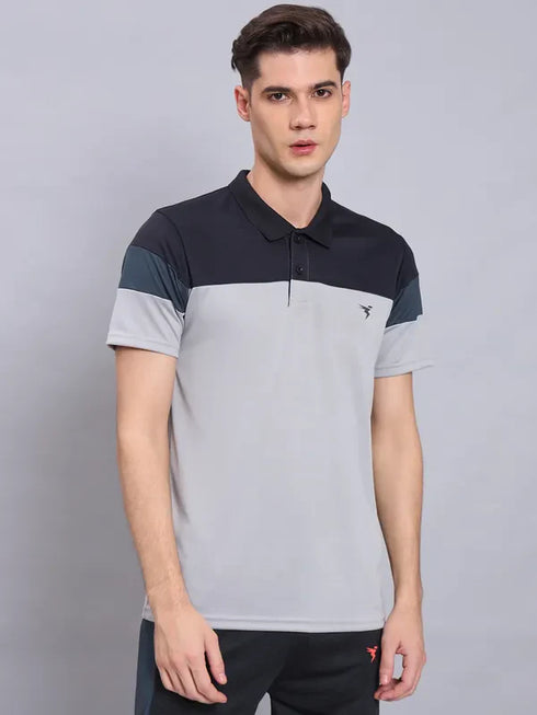Men Colorblock Slim Fit Polo T-shirt with TECHNO COOL+