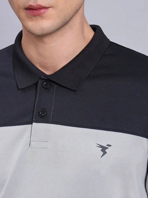 Men Colorblock Slim Fit Polo T-shirt with TECHNO COOL+