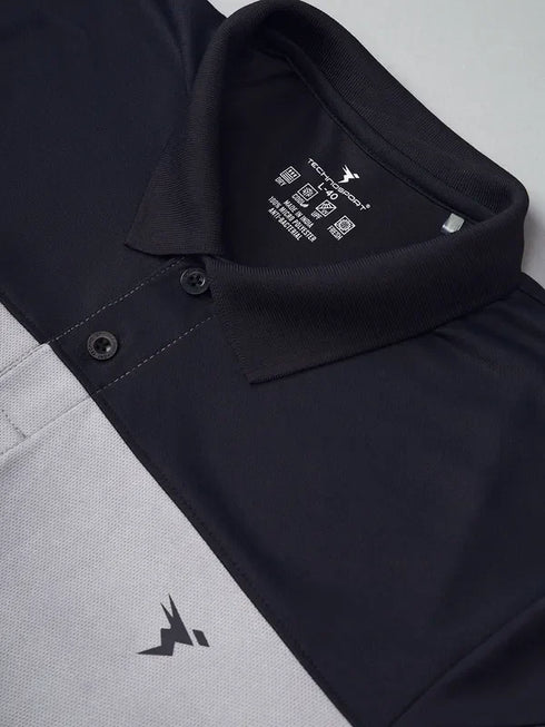 Men Colorblock Slim Fit Polo T-shirt with TECHNO COOL+