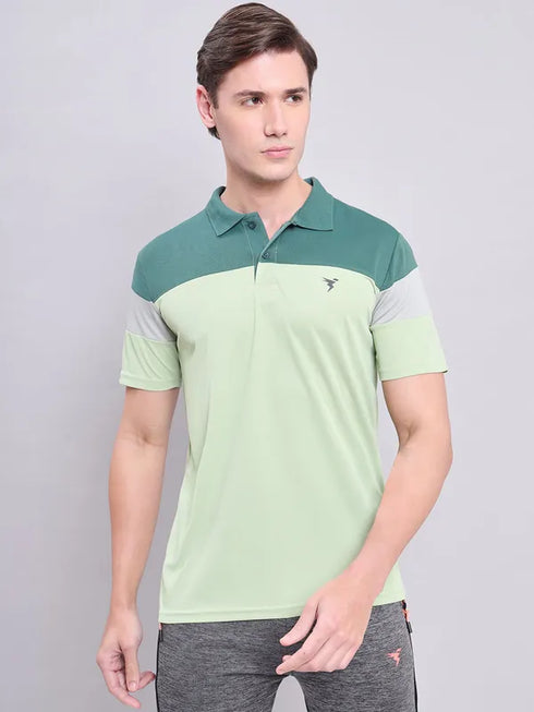 Men Colorblock Slim Fit Polo T-shirt with TECHNO COOL+