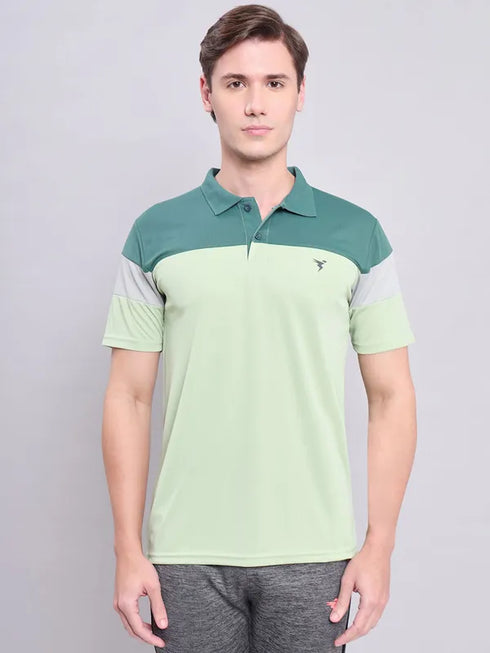 Men Colorblock Slim Fit Polo T-shirt with TECHNO COOL+