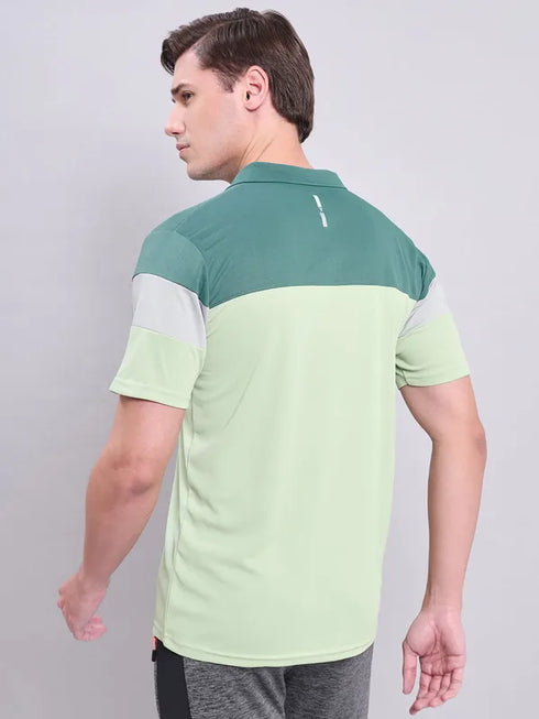 Men Colorblock Slim Fit Polo T-shirt with TECHNO COOL+