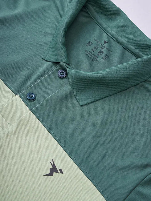 Men Colorblock Slim Fit Polo T-shirt with TECHNO COOL+