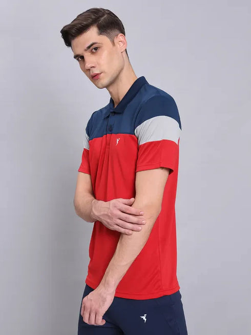 Men Colorblock Slim Fit Polo T-shirt with TECHNO COOL+