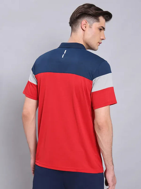 Men Colorblock Slim Fit Polo T-shirt with TECHNO COOL+