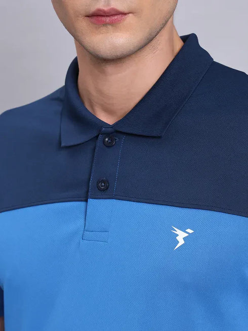 Men Colorblock Slim Fit Polo T-shirt with TECHNO COOL+