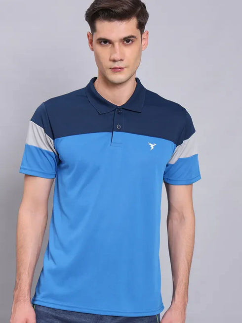 Men Colorblock Slim Fit Polo T-shirt with TECHNO COOL+