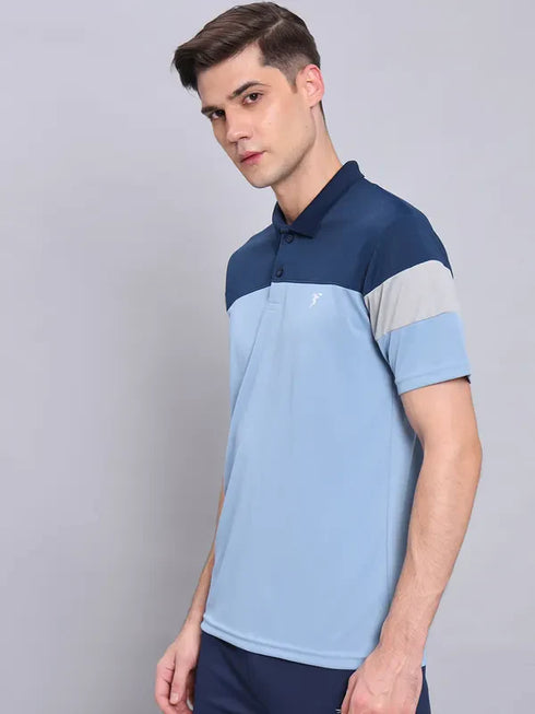 Men Colorblock Slim Fit Polo T-shirt with TECHNO COOL+
