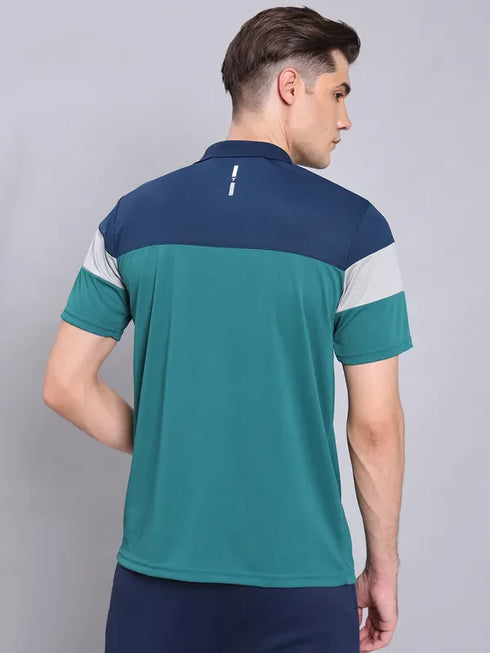 Men Colorblock Slim Fit Polo T-shirt with TECHNO COOL+