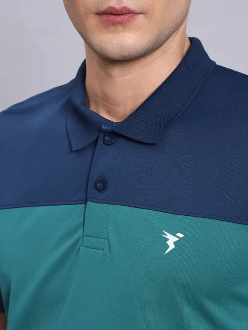 Men Colorblock Slim Fit Polo T-shirt with TECHNO COOL+