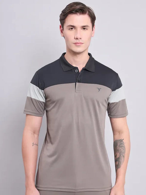 Men Colorblock Slim Fit Polo T-shirt with TECHNO COOL+