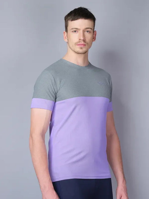 Men Colorblock Slim Fit Crew Neck T-shirt with TECHNO GUARD