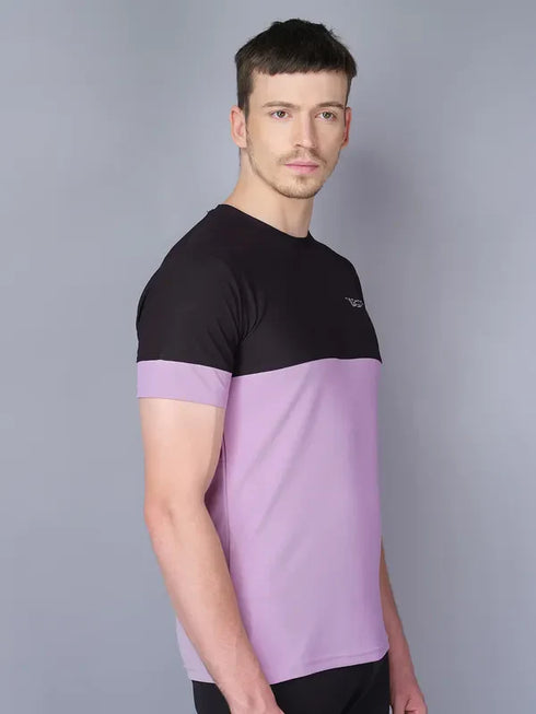 Men Colorblock Slim Fit Crew Neck T-shirt with TECHNO GUARD