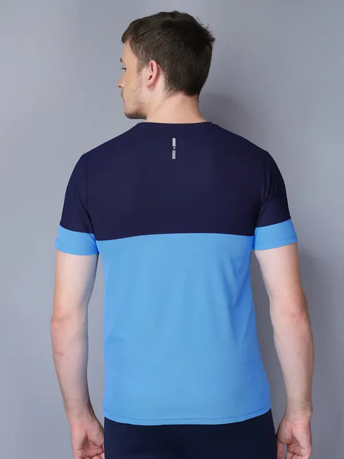Men Colorblock Slim Fit Crew Neck T-shirt with TECHNO GUARD