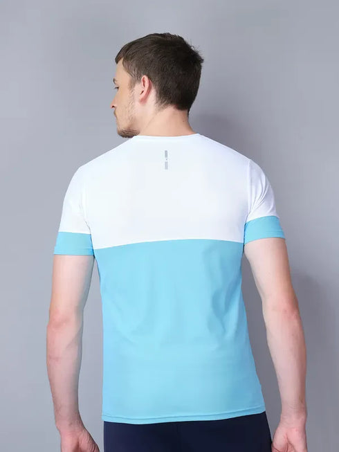 Men Colorblock Slim Fit Crew Neck T-shirt with TECHNO GUARD