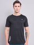 Men Self Design Slim Fit Crew Neck T-shirt with VENTMESH