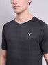 Men Self Design Slim Fit Crew Neck T-shirt with VENTMESH