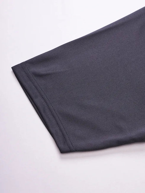 Men Self Design Slim Fit Crew Neck T-shirt with VENTMESH