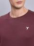 Men Self Design Slim Fit Crew Neck T-shirt with VENTMESH