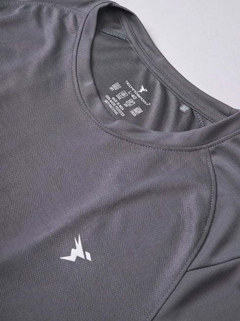 Men Self Design Slim Fit Crew Neck T-shirt with VENTMESH