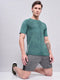 Men Self Design Slim Fit Crew Neck T-shirt with VENTMESH