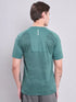 Men Self Design Slim Fit Crew Neck T-shirt with VENTMESH