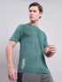 Men Self Design Slim Fit Crew Neck T-shirt with VENTMESH