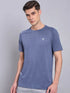 Men Self Design Slim Fit Crew Neck T-shirt with VENTMESH