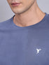 Men Self Design Slim Fit Crew Neck T-shirt with VENTMESH