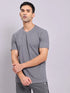 Men Solid Slim Fit Crew Neck T-shirt with MATPIQ