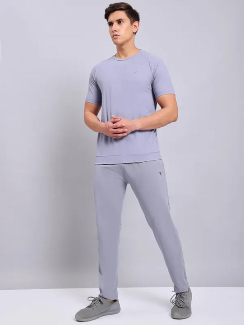 Men Solid Slim Fit Crew Neck T-shirt with MATPIQ