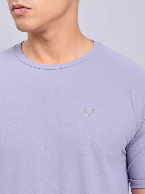 Men Solid Slim Fit Crew Neck T-shirt with MATPIQ