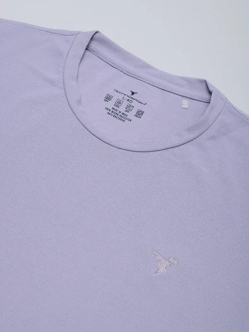Men Solid Slim Fit Crew Neck T-shirt with MATPIQ