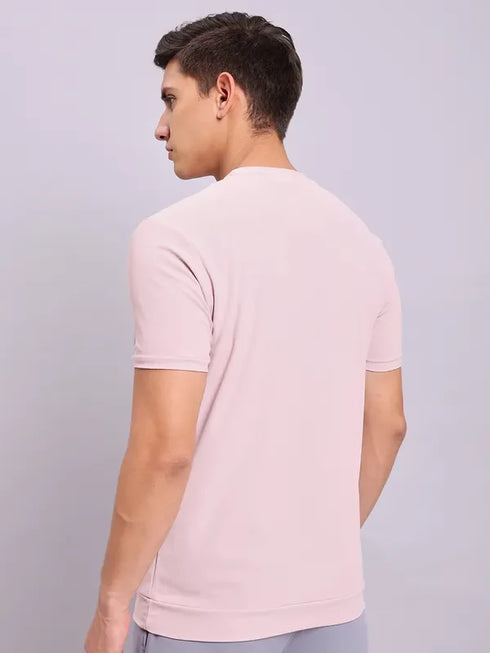 Men Solid Slim Fit Crew Neck T-shirt with MATPIQ