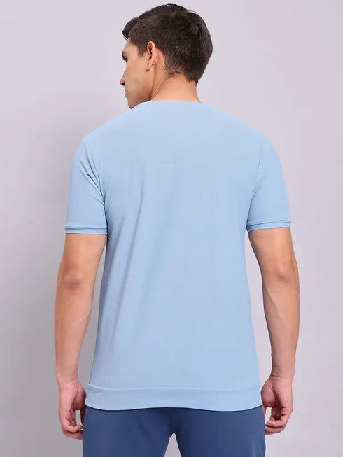 Men Solid Slim Fit Crew Neck T-shirt with MATPIQ
