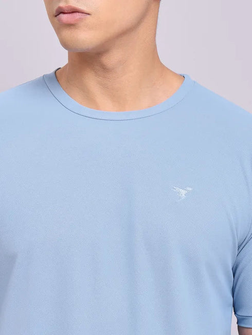 Men Solid Slim Fit Crew Neck T-shirt with MATPIQ